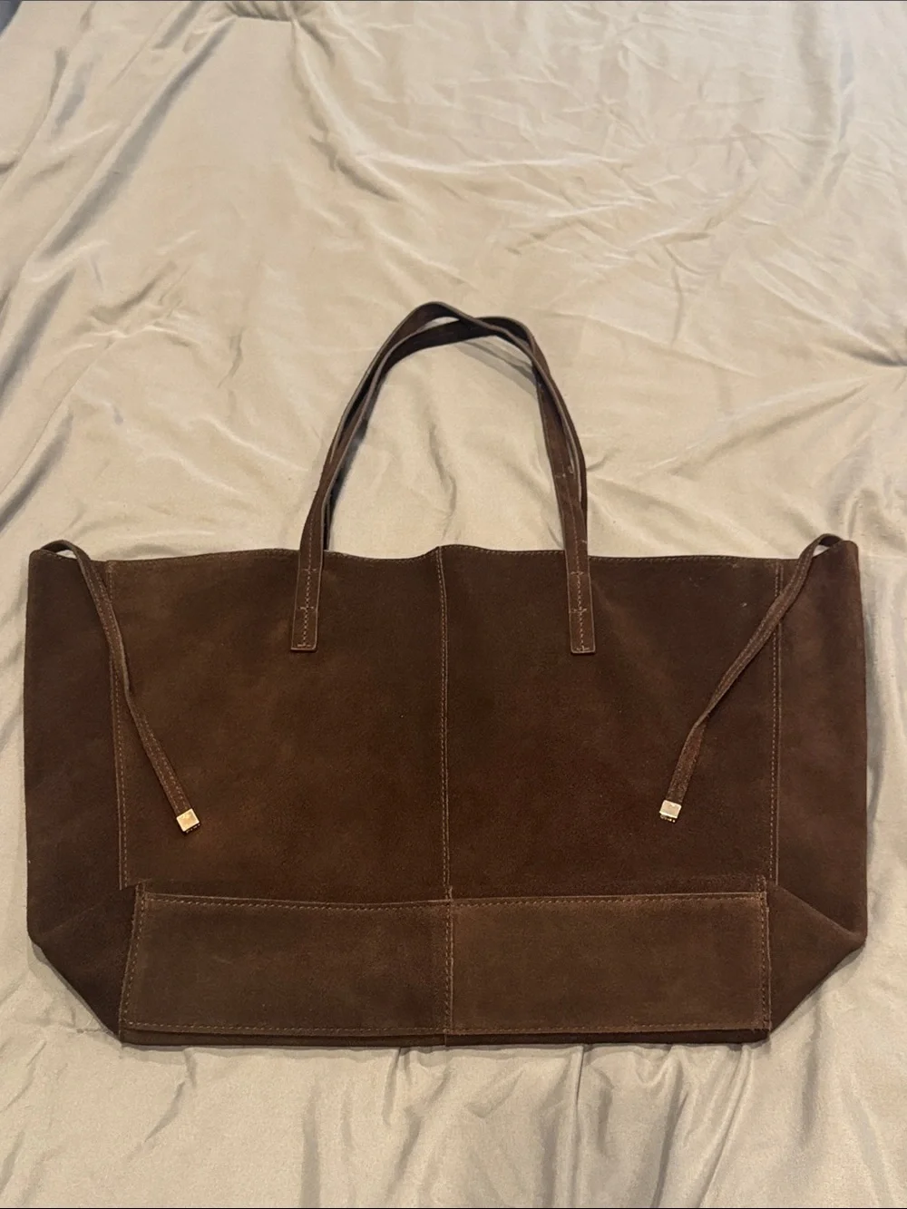 Mango Dark Brown Suede Tote Bag